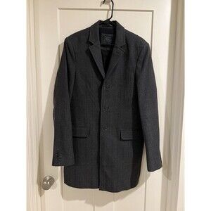 Allsaints Men’s Wool Harvard Coat Sz 38 Grayish Brown Herringbone